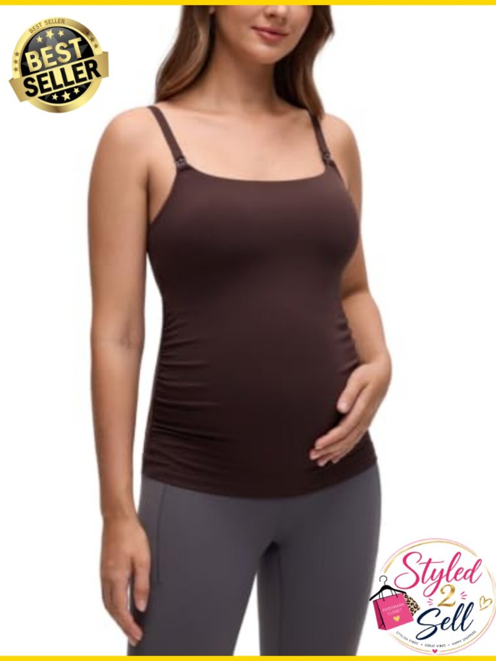 Maternity Nursing Tank Top Built in Bra Slim Fit Sleeveless